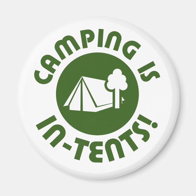 Camping in Zelten Magnet (Vorne)