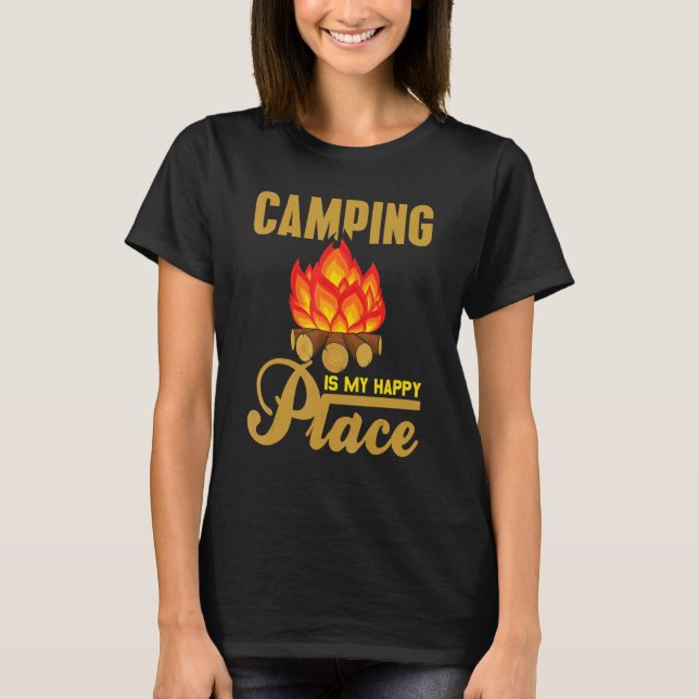 Camping Is My Happy Place Awesome Retro Camper Pre T-Shirt (Vorderseite)
