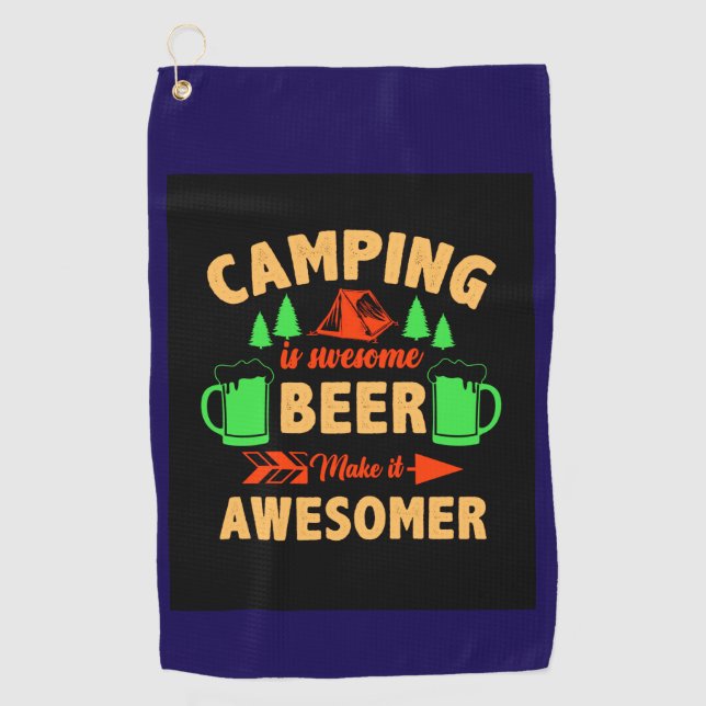 Camping is Swesome Beer Make it Aesomer-45676  Golfhandtuch (Vorderseite)