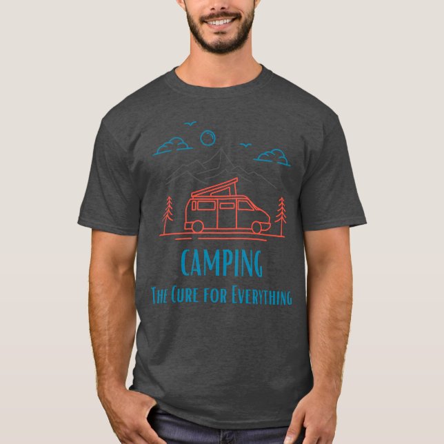 Camping is the cure for everything retro T-Shirt (Vorderseite)