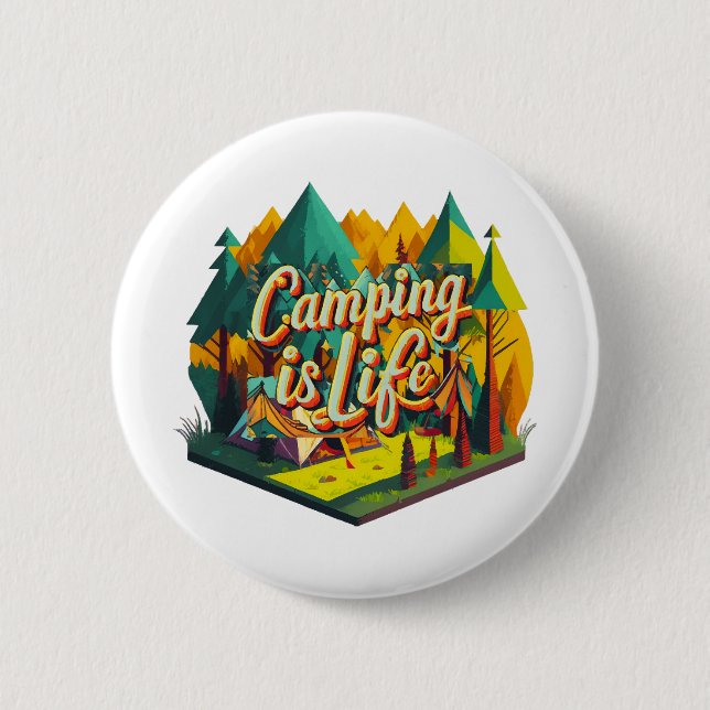 Camping ist das Leben Button (Vorderseite)