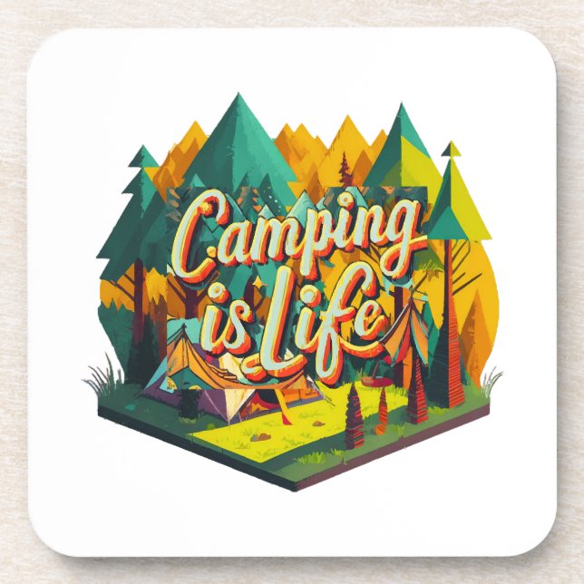 Camping ist das Leben Getränkeuntersetzer (Vorderseite)