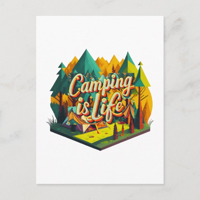 Camping ist das Leben Postkarte (Vorderseite)