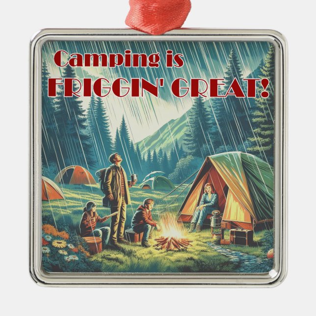 Camping ist Friggin großer Funny Rain Ornament Aus Metall (Vorne)