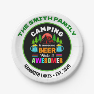Camping ist großartiges Bier Macht es noch großart Pappteller
