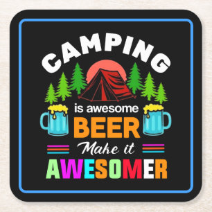Camping ist großartiges Bier Macht es noch großart Rechteckiger Pappuntersetzer