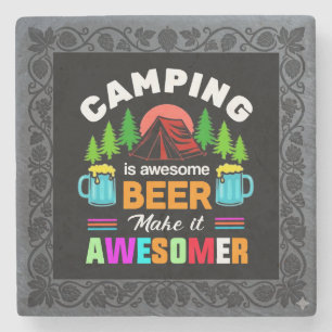 Camping ist großartiges Bier Macht es noch großart Steinuntersetzer