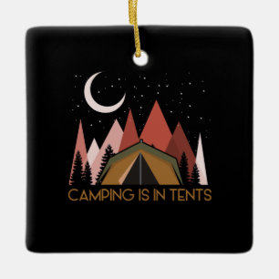 Camping ist im Zehnten Camping Keramikornament