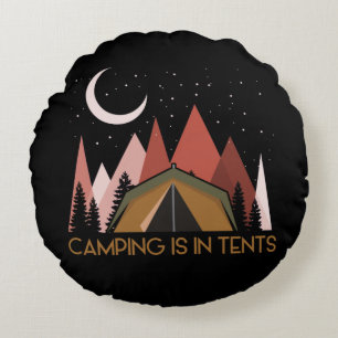 Camping ist im Zehnten Camping Rundes Kissen