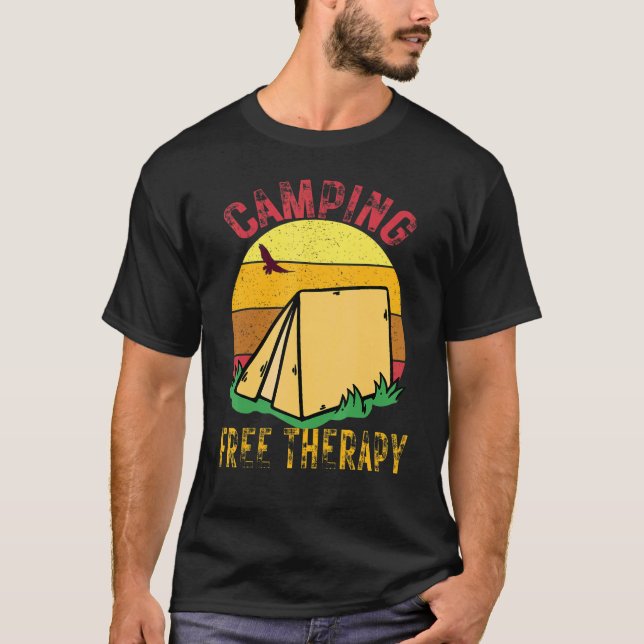 Camping ist kostenlose Therapie Wildniswald Sonnen T-Shirt (Vorderseite)