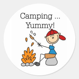 Camping ist lecker runder aufkleber