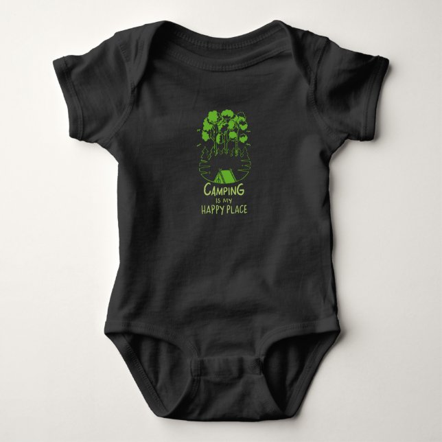 Camping ist mein glücklicher Ort Baby Strampler (Vorderseite)