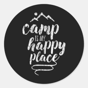 Camping ist mein glücklicher Ort - Camping Berge S Runder Aufkleber