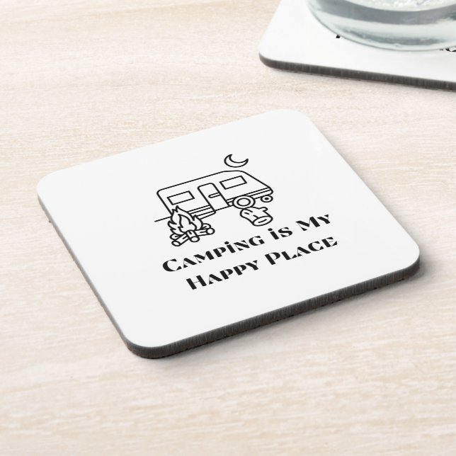 Camping ist mein glücklicher Ort Getränkeuntersetzer (Linke Seite)