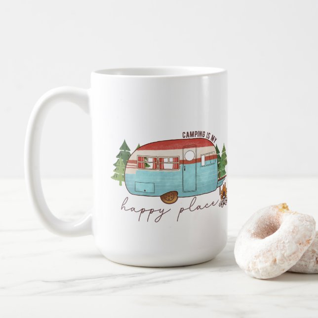 Camping ist mein glücklicher Ort Kaffeetasse (Mit Donut)