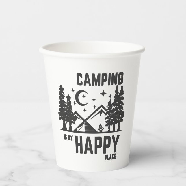 Camping ist mein glücklicher Ort Pappbecher (Vorderseite)