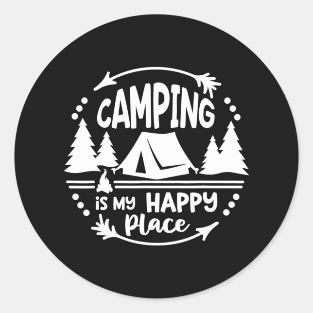 Camping ist mein Happy Place Campers Travel Runder Aufkleber (Vorderseite)