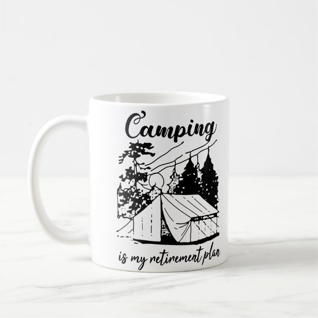 Camping ist mein Rentenplan 2021 Funny Camping Kaffeetasse (Links)