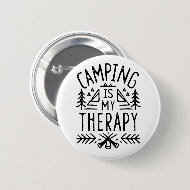 Camping ist mein Therapielustiger Camper Button (Vorne & Hinten)