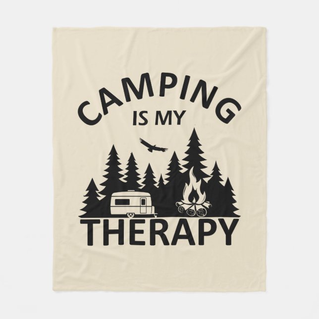 Camping ist mein Therapiewitterungsmotto Fleecedecke (Vorderseite)
