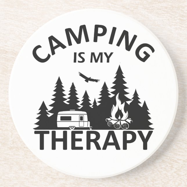 Camping ist mein Therapiewitterungsmotto Getränkeuntersetzer (Vorne)