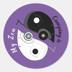 Camping ist mein Zen Yin Yang Teardrop Trailer Runder Aufkleber