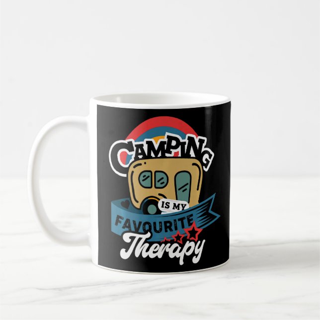 Camping ist meine Lieblingstherapie Funny Wanderca Kaffeetasse (Links)