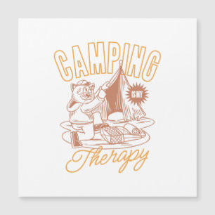 Camping ist meine therapeutische - Vintage Katze Magnetkarte