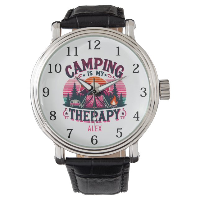 Camping ist meine Therapie Armbanduhr (Vorderseite)