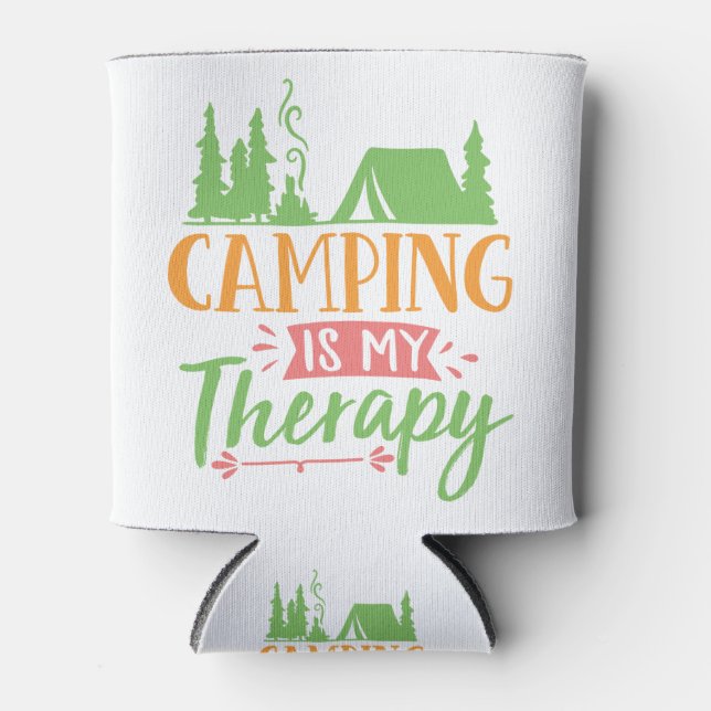 Camping ist meine Therapie Dosenkühler (Vorderseite)