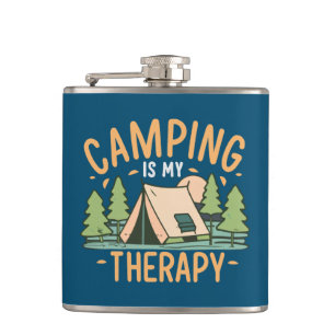 Camping ist meine Therapie Flachmann
