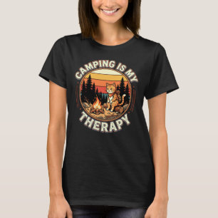 Camping ist meine Therapie Katzenliebhaber Outdoor T-Shirt