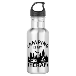 Camping ist meine Therapie lustiger Camper-Slogan Edelstahlflasche