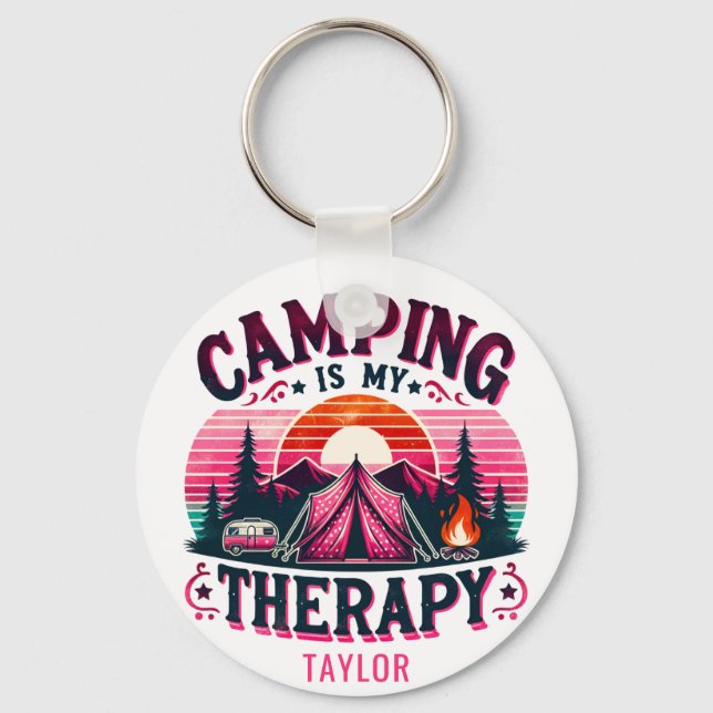 Camping ist meine Therapie Schlüsselanhänger (Vorderseite)