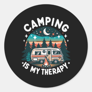 Camping ist meine Therapie Sommerurlaub Familienüb Runder Aufkleber