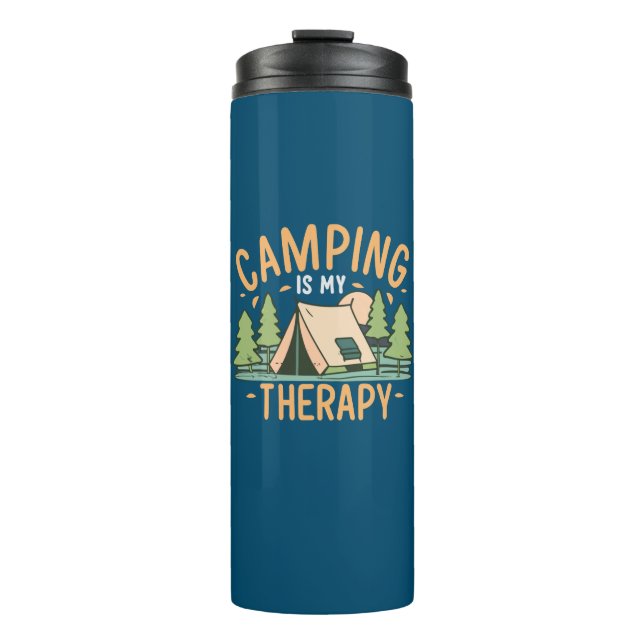 Camping ist meine Therapie Thermosbecher (Vorderseite)