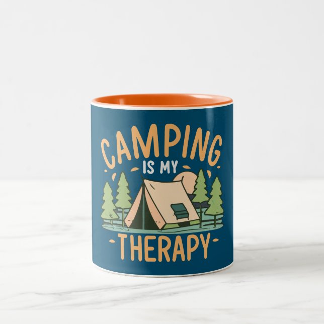 Camping ist meine Therapie Zweifarbige Tasse (Mittel)