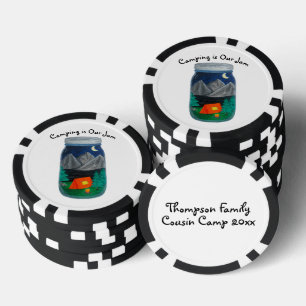 Camping ist Unser Marmorzelt und die Berge im Jar Pokerchips