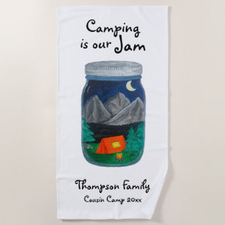 Camping ist Unser Marmorzelt und die Berge im Jar Strandtuch