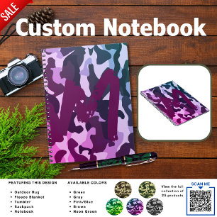 Camping Journal   ADD INITIAL Camouflage Kids Teen Notizblock