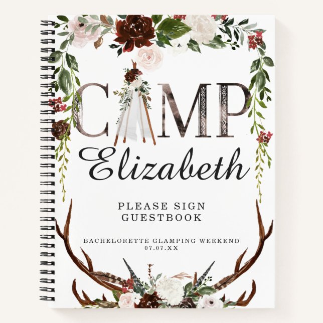 Camping Journal | Bachelorette Glamping Weekend Notizbuch (Vorderseite)