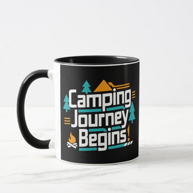 Camping Journey beginnt, Abenteuer warten Tasse (Links)