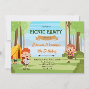 Camping-Junge-Party Einladung