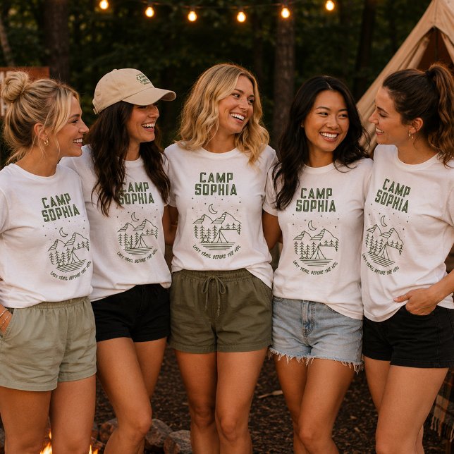 Camping Junggeselinnen-Abschied Custom T - Shirt (Von Creator hochgeladen)