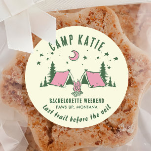 Camping Junggesellinnen-Abschiedsparty Runder Aufkleber