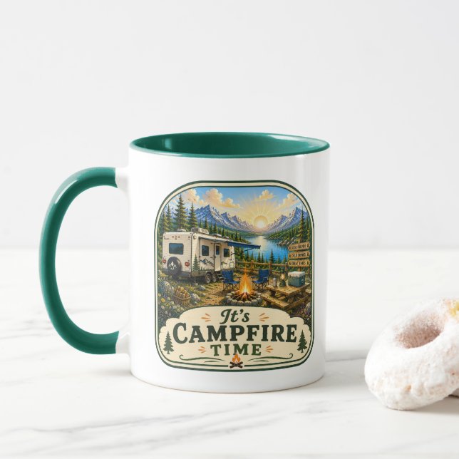 Camping-Kaffeetasse - Es ist Lagerfeuerzeit! Tasse (Mit Donut)