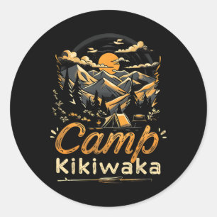 Camping Kikiwaka Camper Wander Zelt Wald Berg Runder Aufkleber
