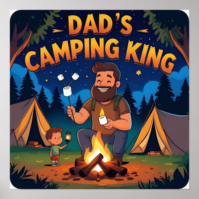Camping King Vater Digitales Poster drucken (Vorne)