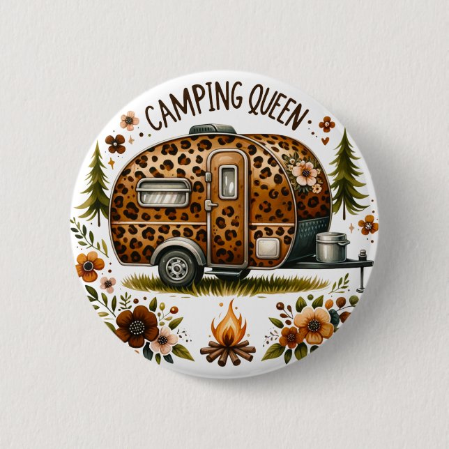 Camping-Königin-Knopf  Button (Vorderseite)