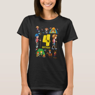 Camping Kuh Fischen 4 Jahre Alt 4. Geburtstag Gi T-Shirt